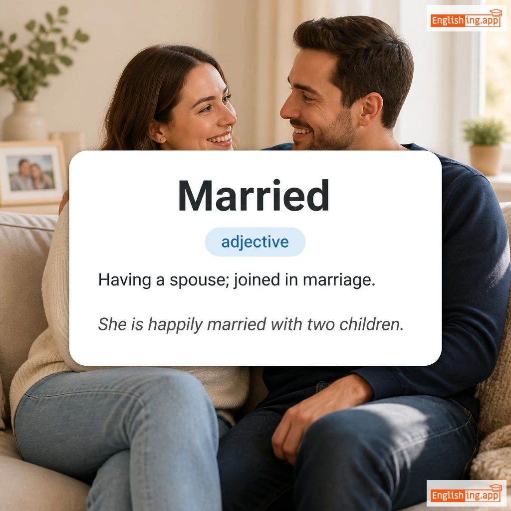 Married definition card — visual illustration of the meaning