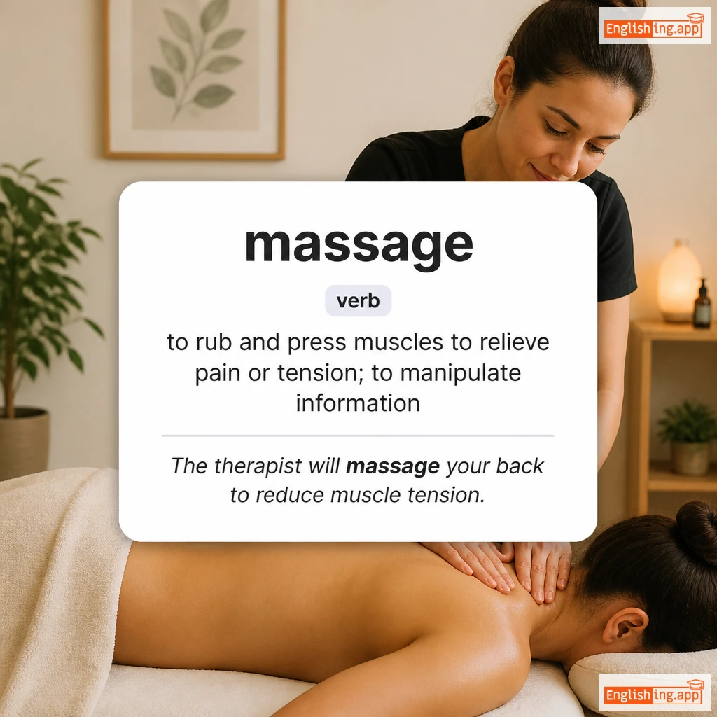 massage definition card — visual illustration of the meaning