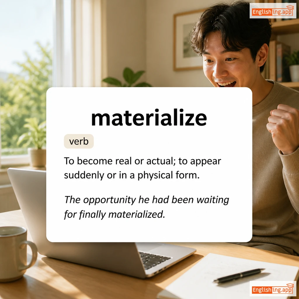 materialize definition card — visual illustration of the meaning