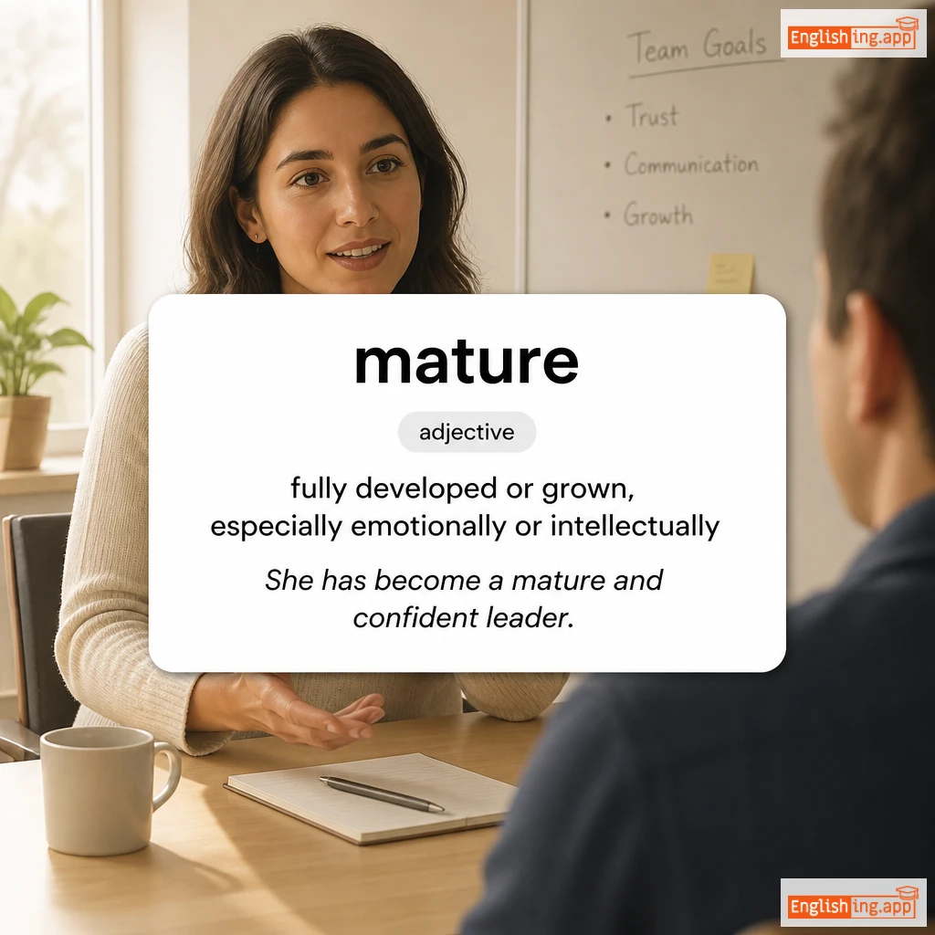 mature definition card — visual illustration of the meaning