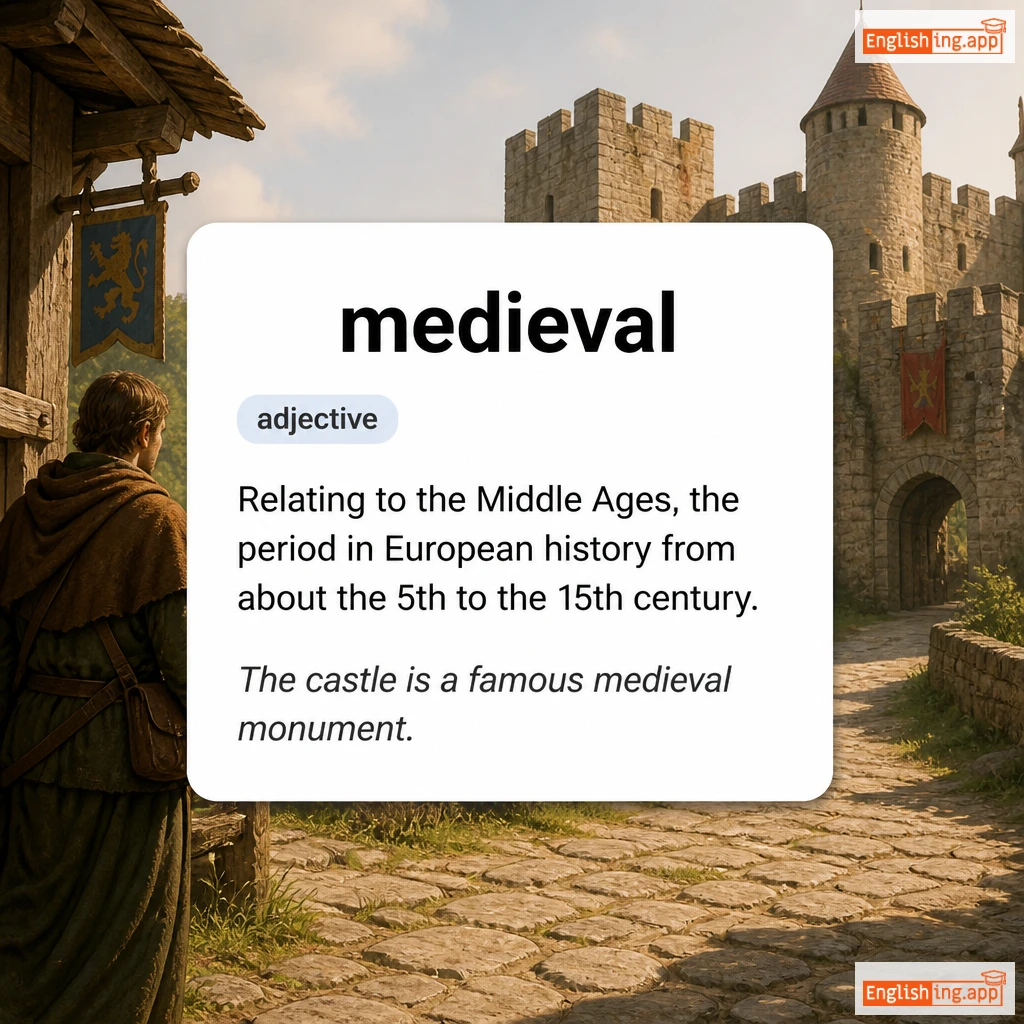 medieval definition card — visual illustration of the meaning