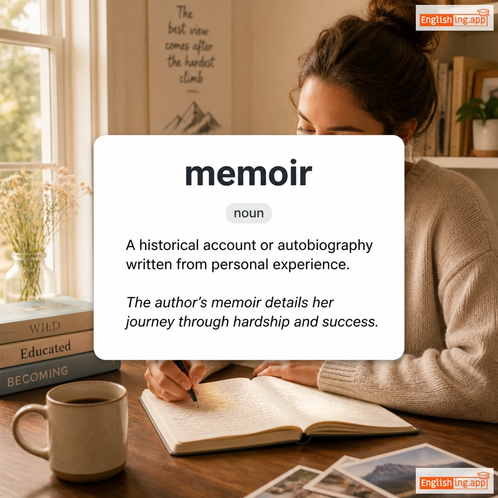 memoir definition card — visual illustration of the meaning
