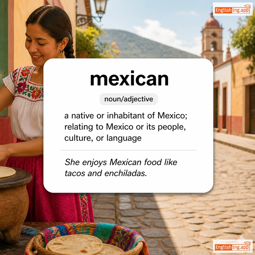 mexican definition card — visual illustration of the meaning