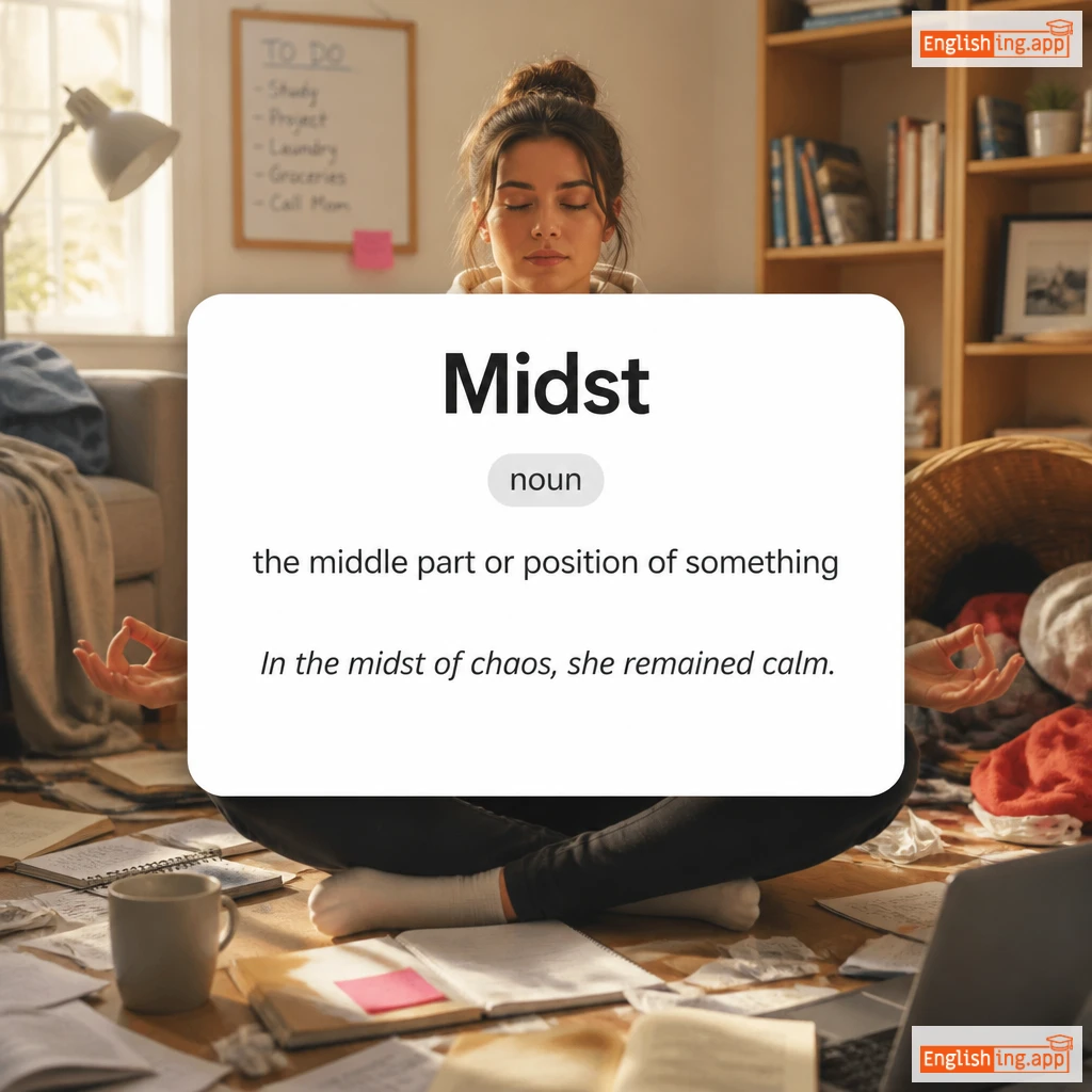 Midst definition card — visual illustration of the meaning