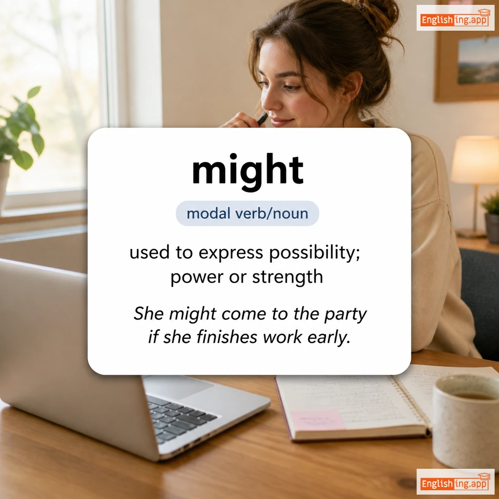 might definition card — visual illustration of the meaning