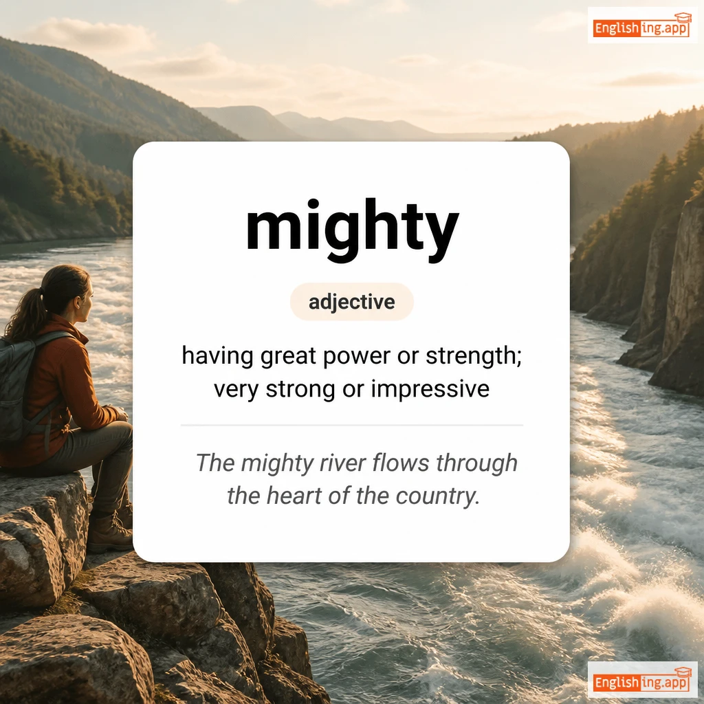 mighty definition card — visual illustration of the meaning
