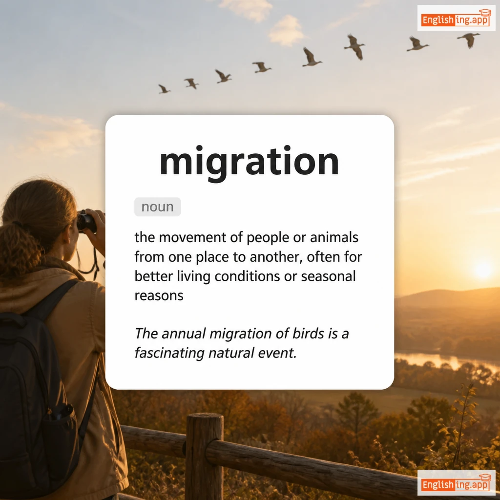 migration definition card — visual illustration of the meaning