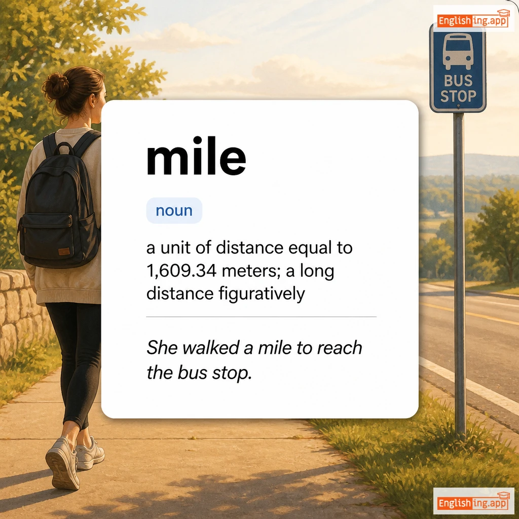 mile definition card — visual illustration of the meaning