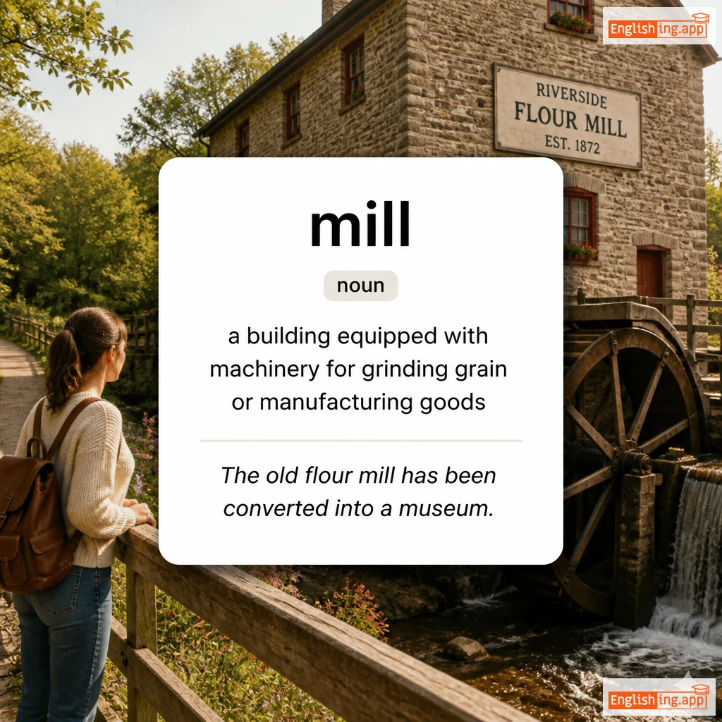 mill definition card — visual illustration of the meaning