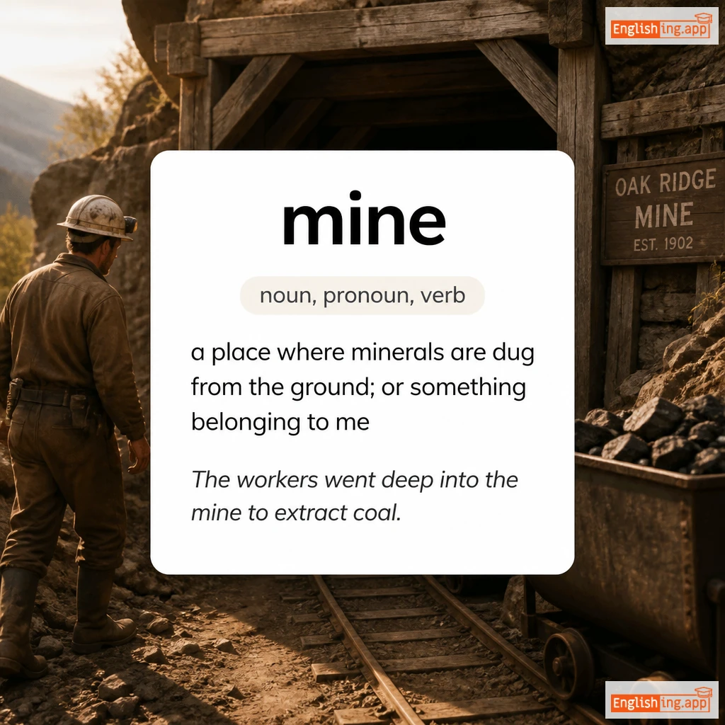 mine definition card — visual illustration of the meaning