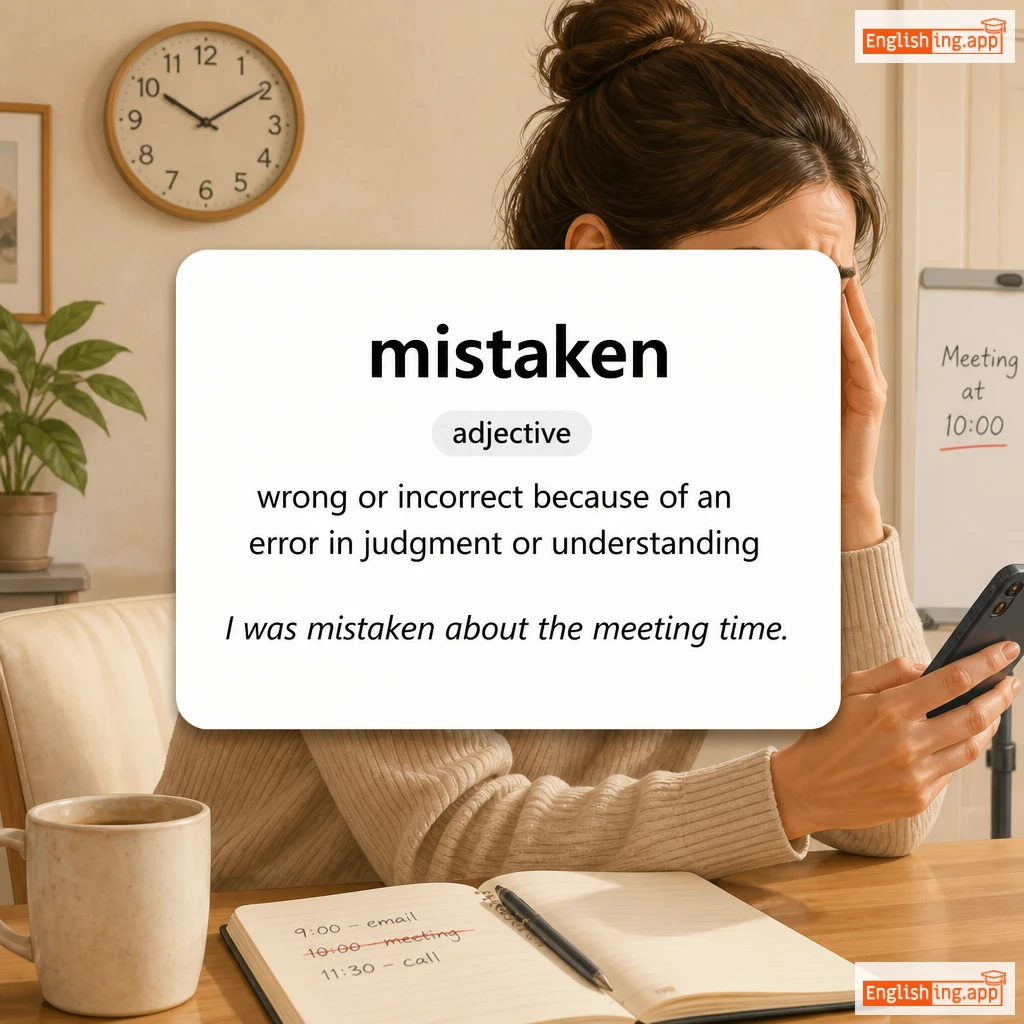 mistaken definition card — visual illustration of the meaning