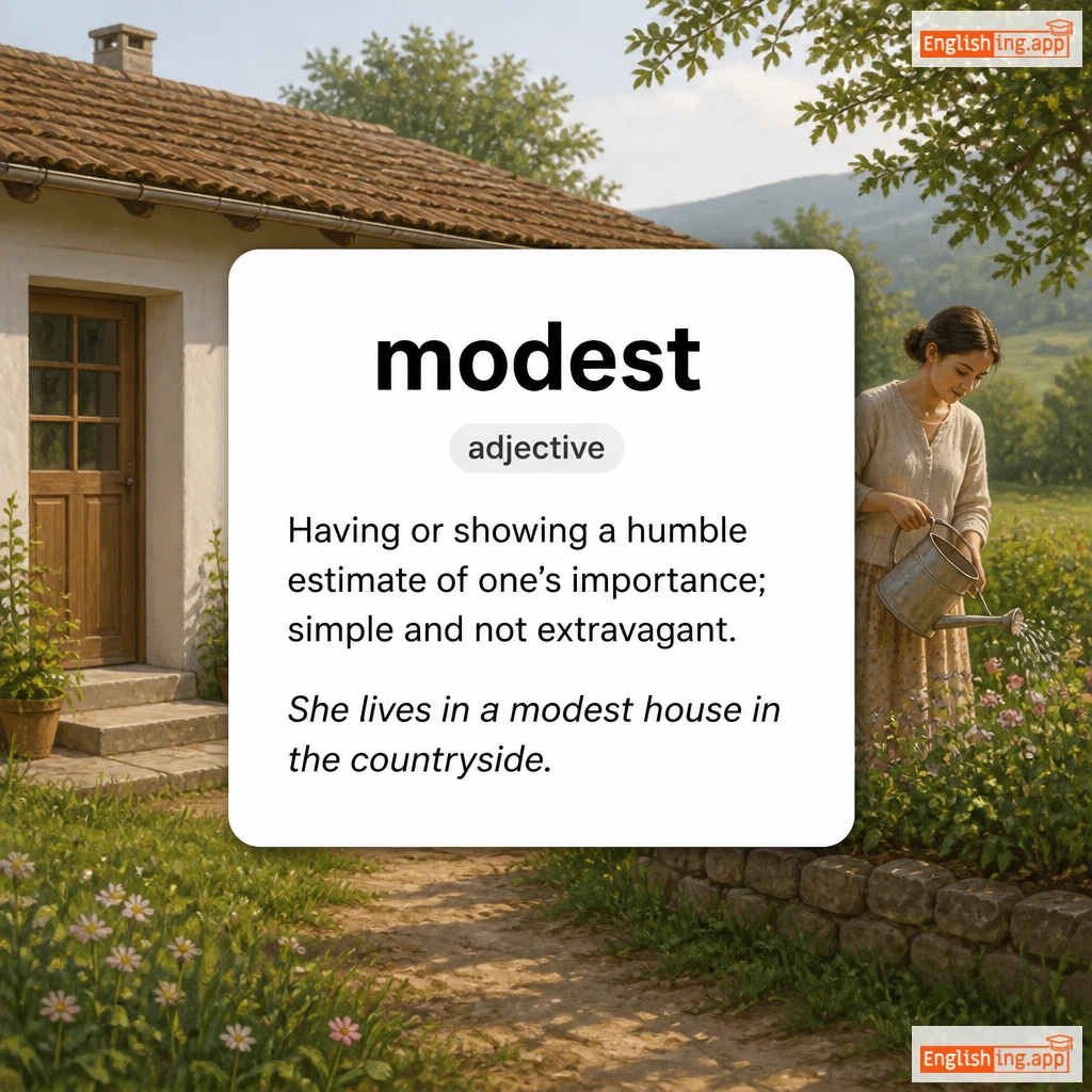 modest definition card — visual illustration of the meaning