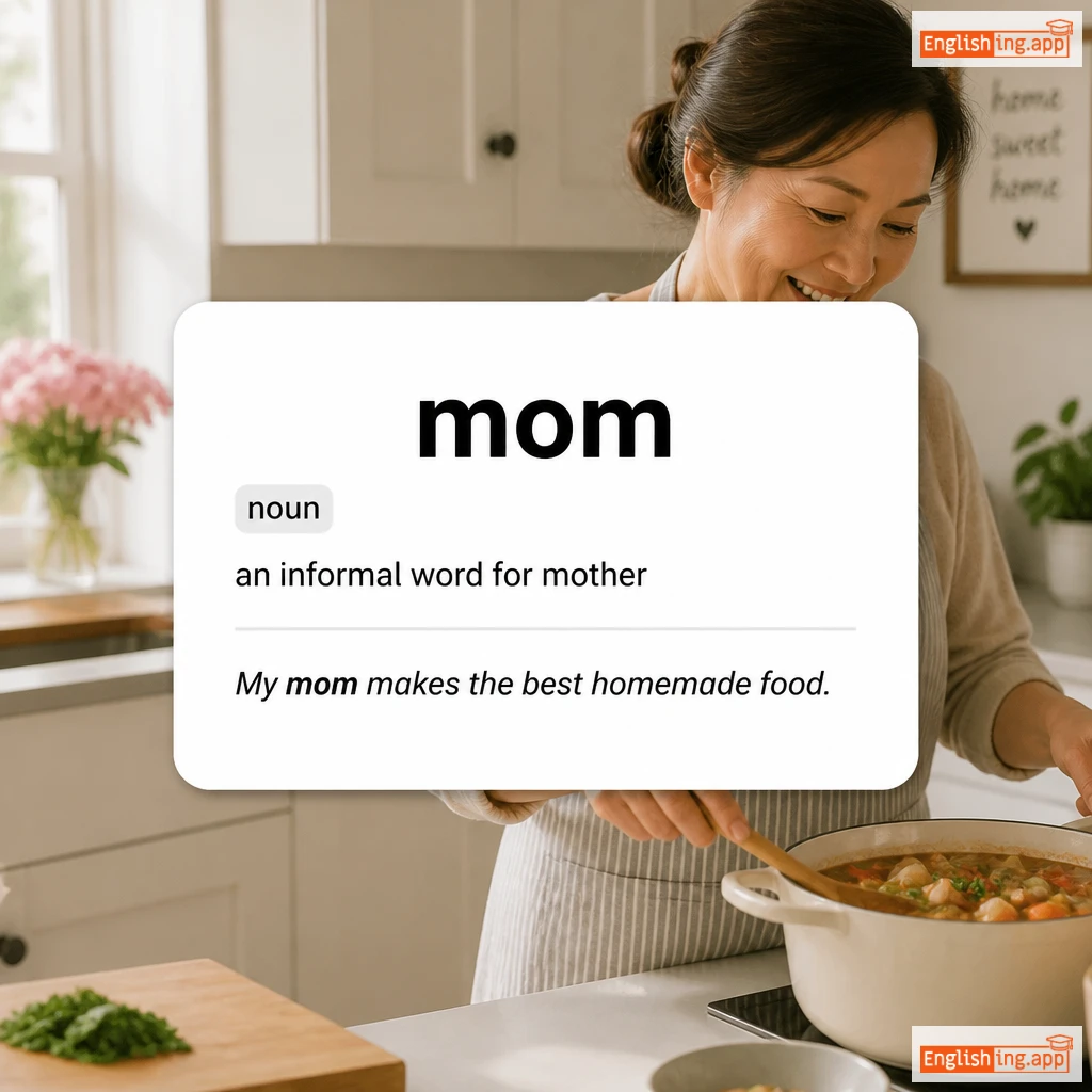 mom definition card — visual illustration of the meaning