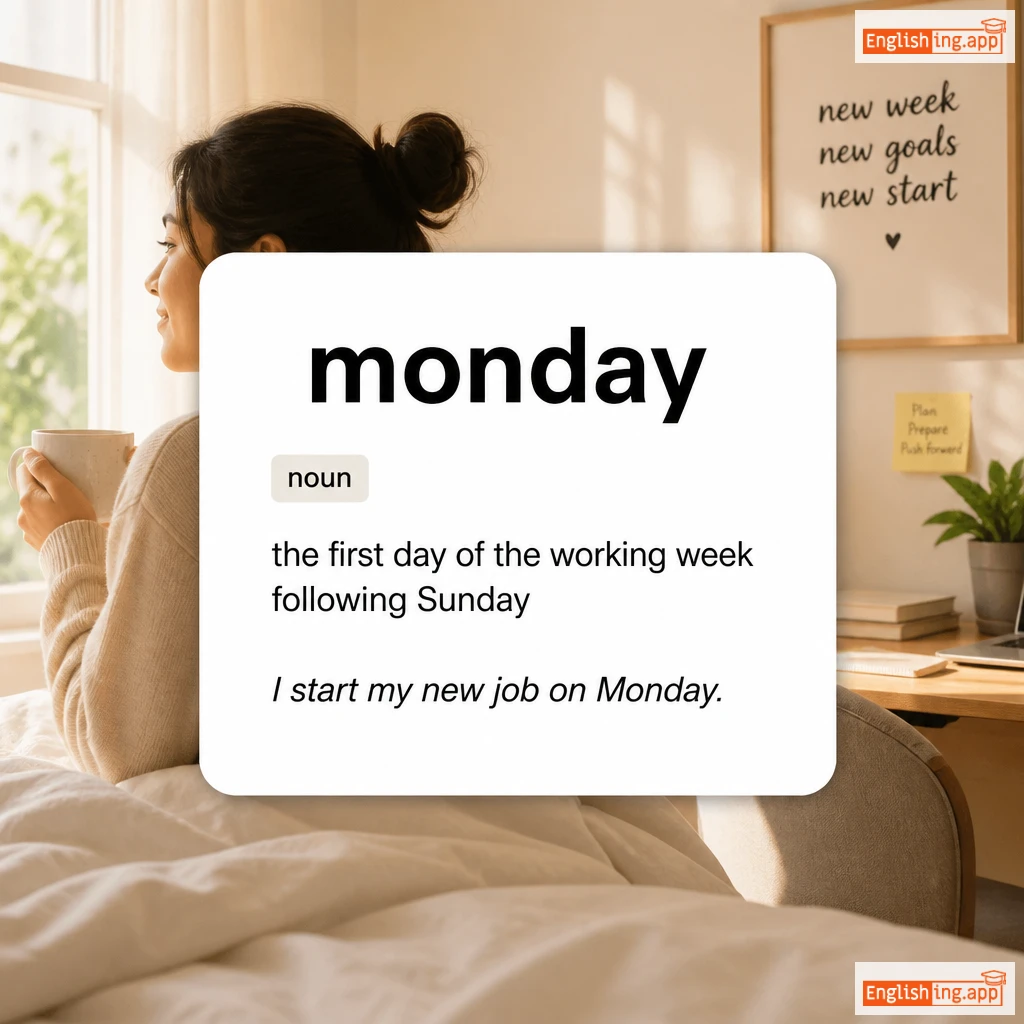 monday definition card — visual illustration of the meaning