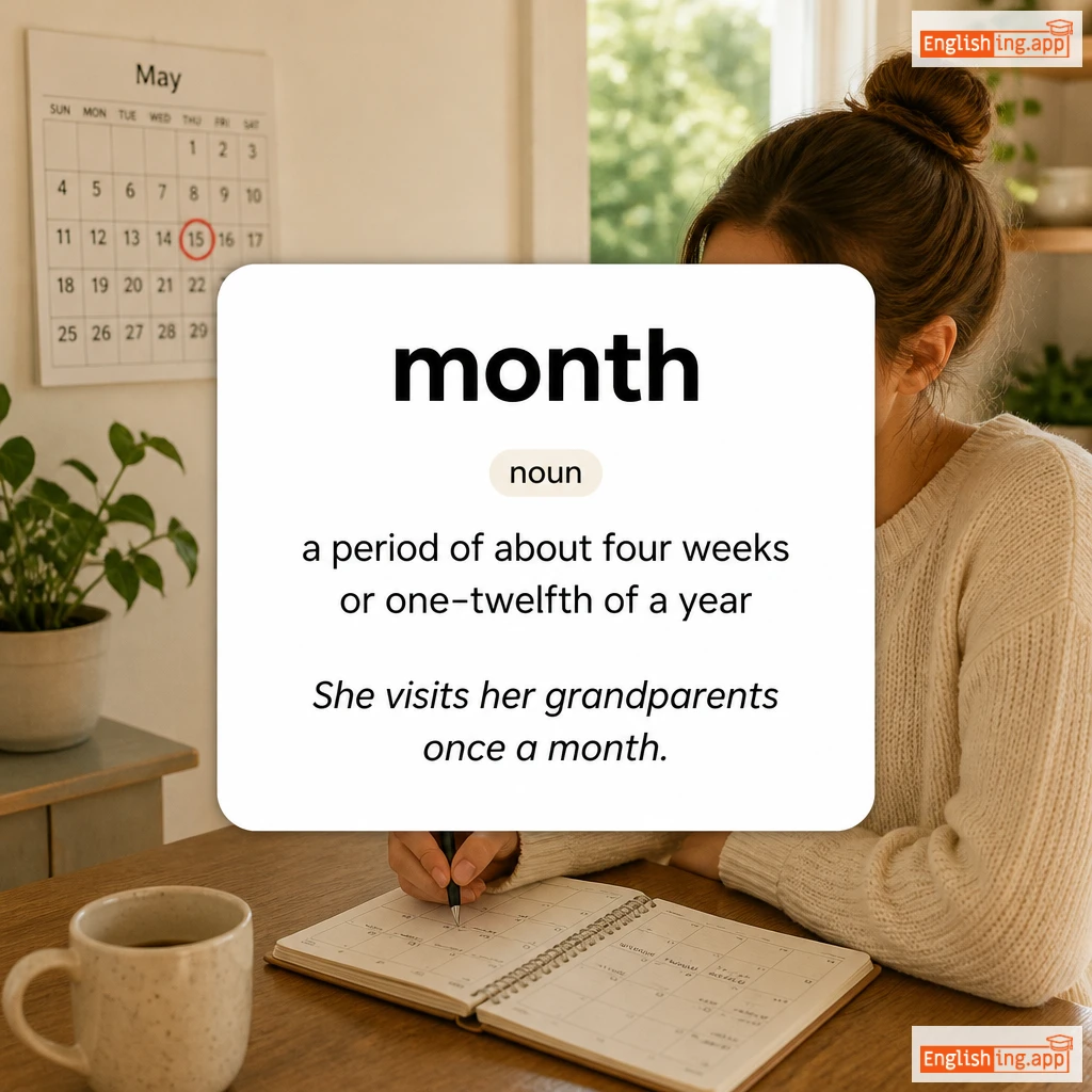 month definition card — visual illustration of the meaning