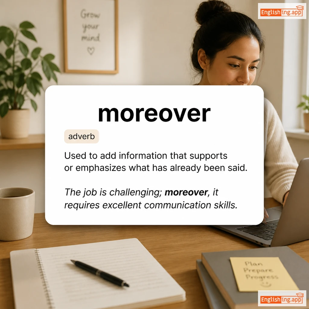 moreover definition card — visual illustration of the meaning