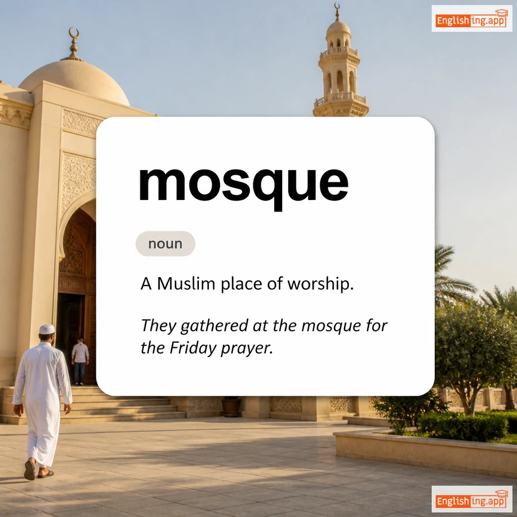 mosque definition card — visual illustration of the meaning