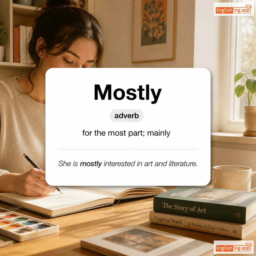 Mostly definition card — visual illustration of the meaning