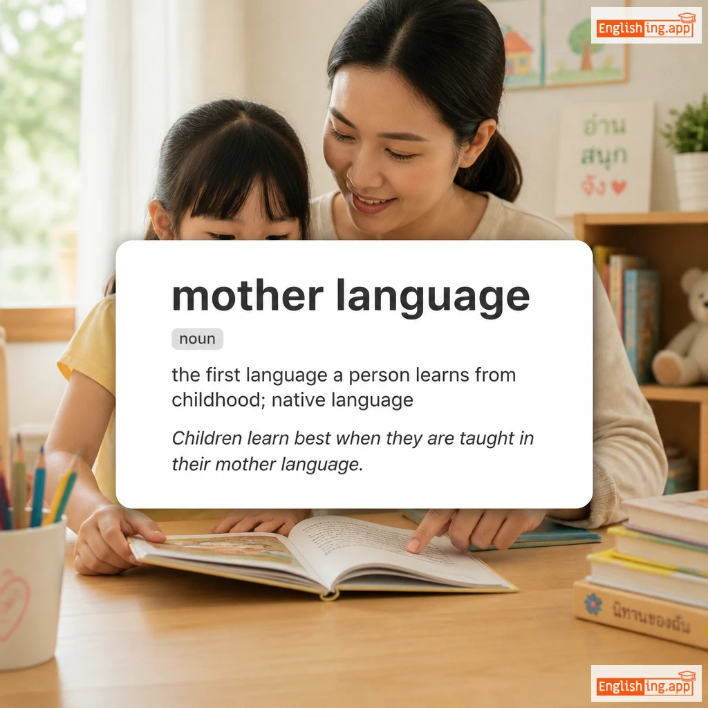 mother language definition card — visual illustration of the meaning