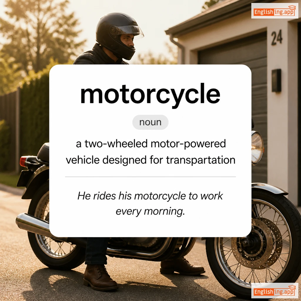 motorcycle definition card — visual illustration of the meaning