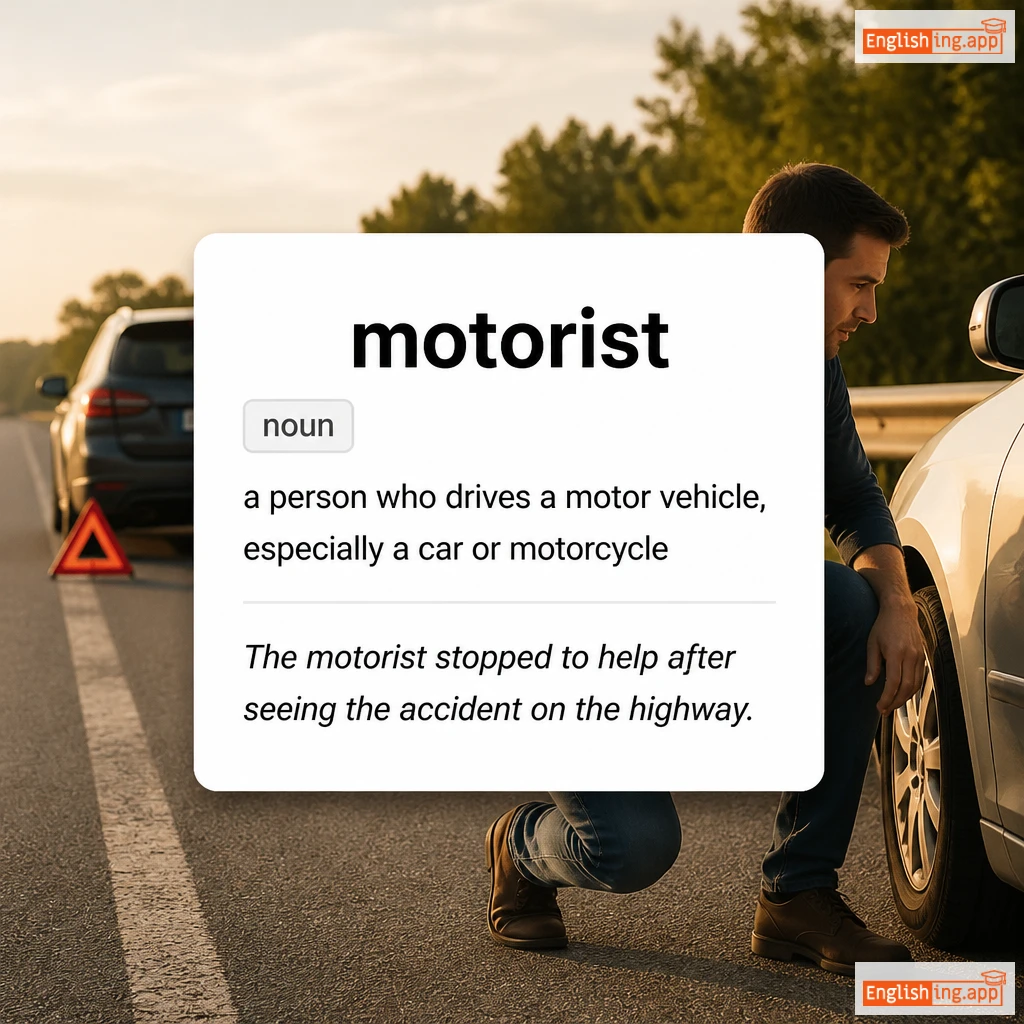motorist definition card — visual illustration of the meaning