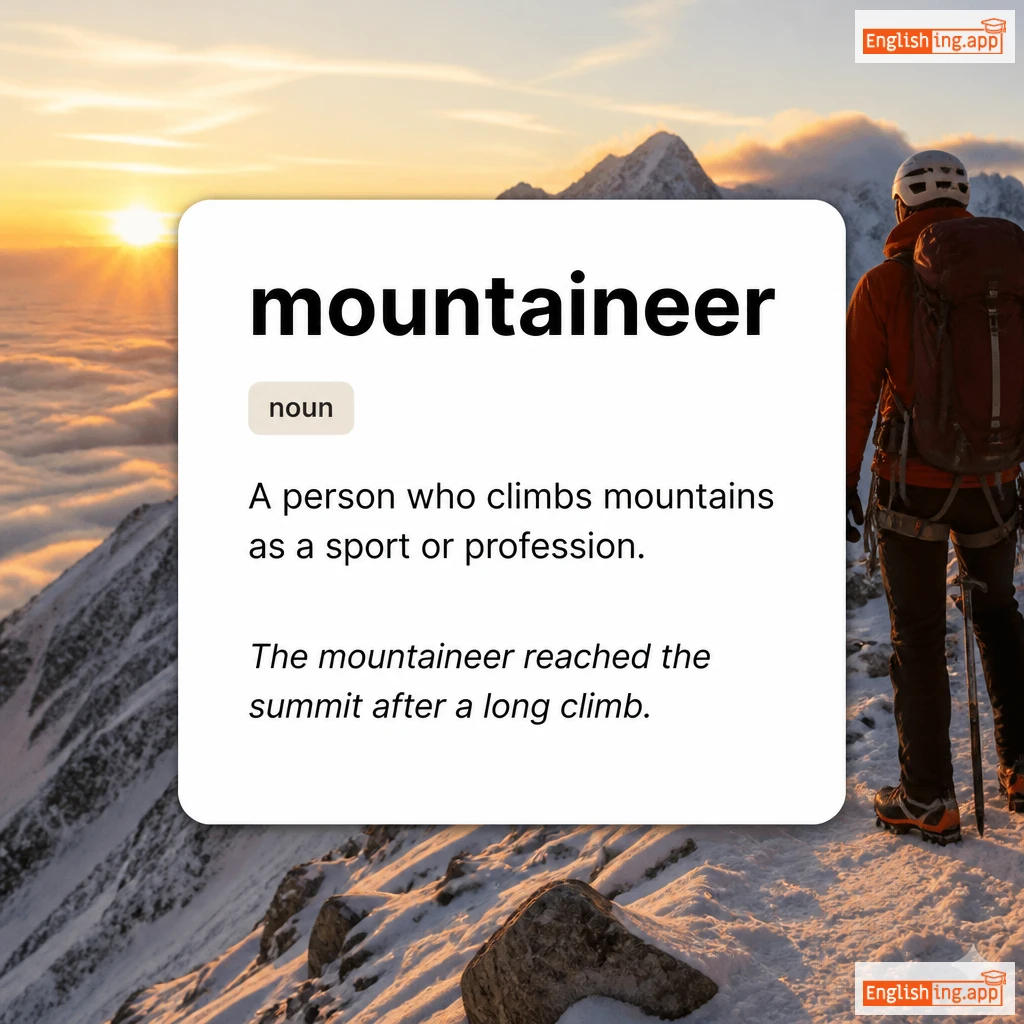 mountaineer definition card — visual illustration of the meaning