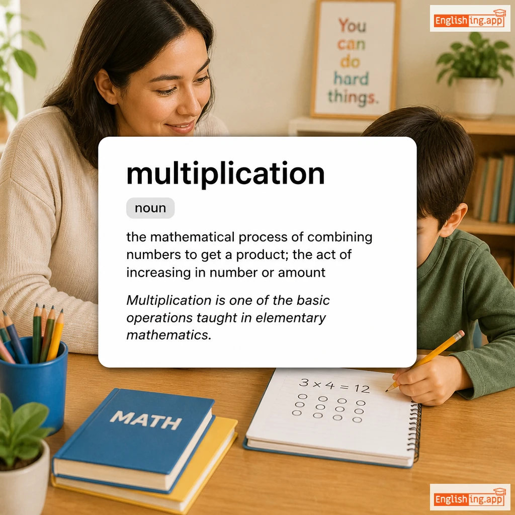 multiplication definition card — visual illustration of the meaning