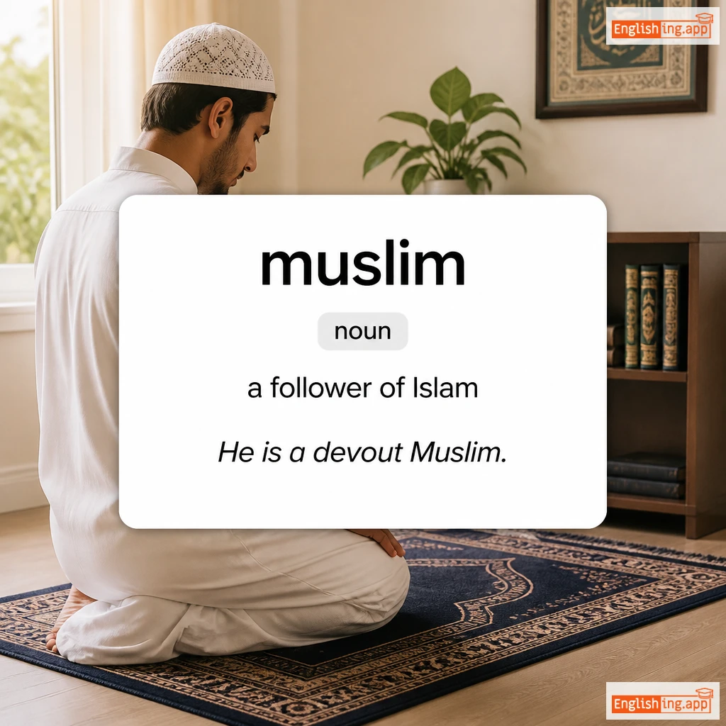 muslim definition card — visual illustration of the meaning