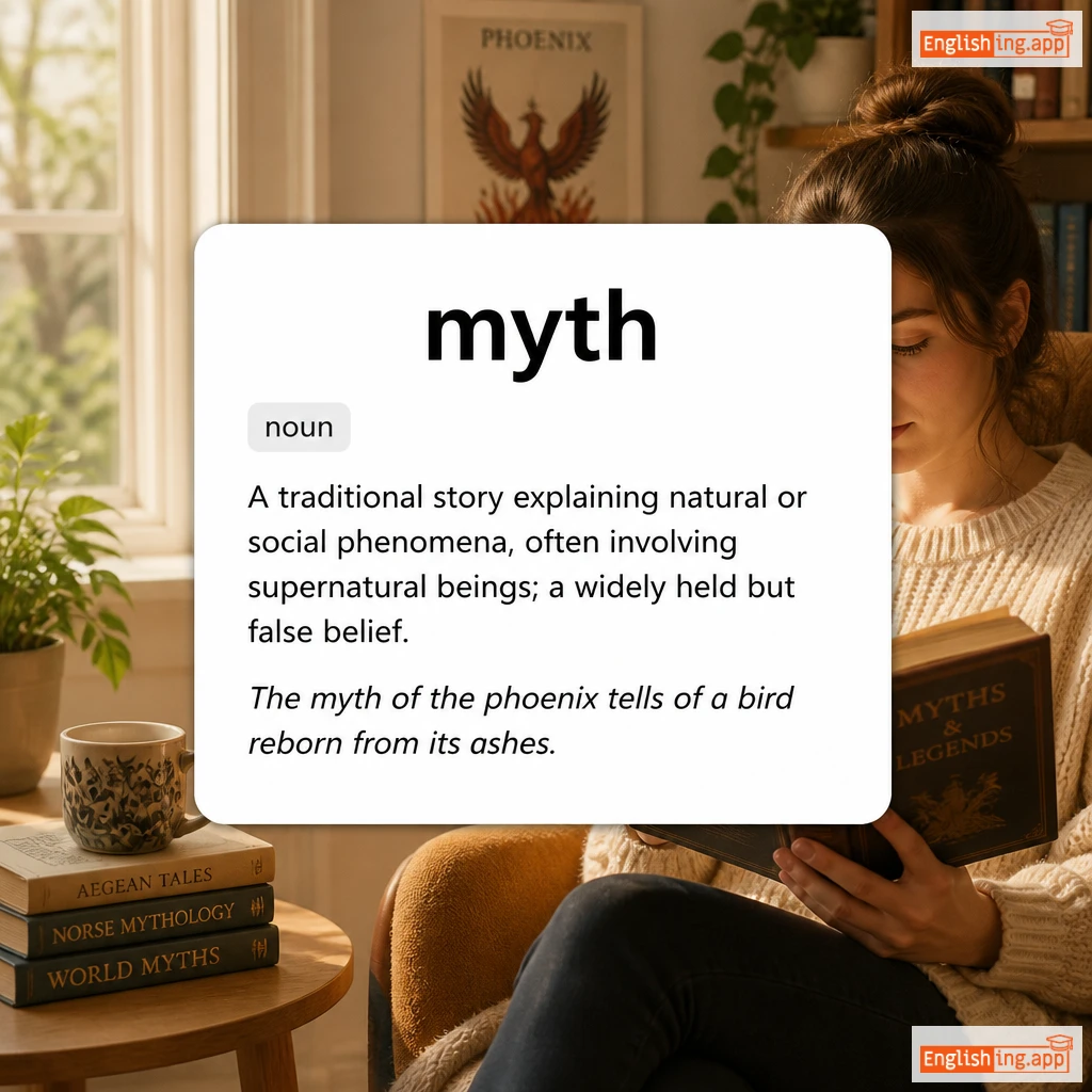 myth definition card — visual illustration of the meaning