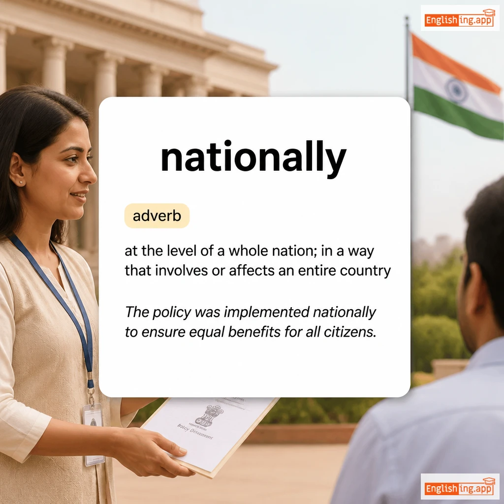 nationally definition card — visual illustration of the meaning
