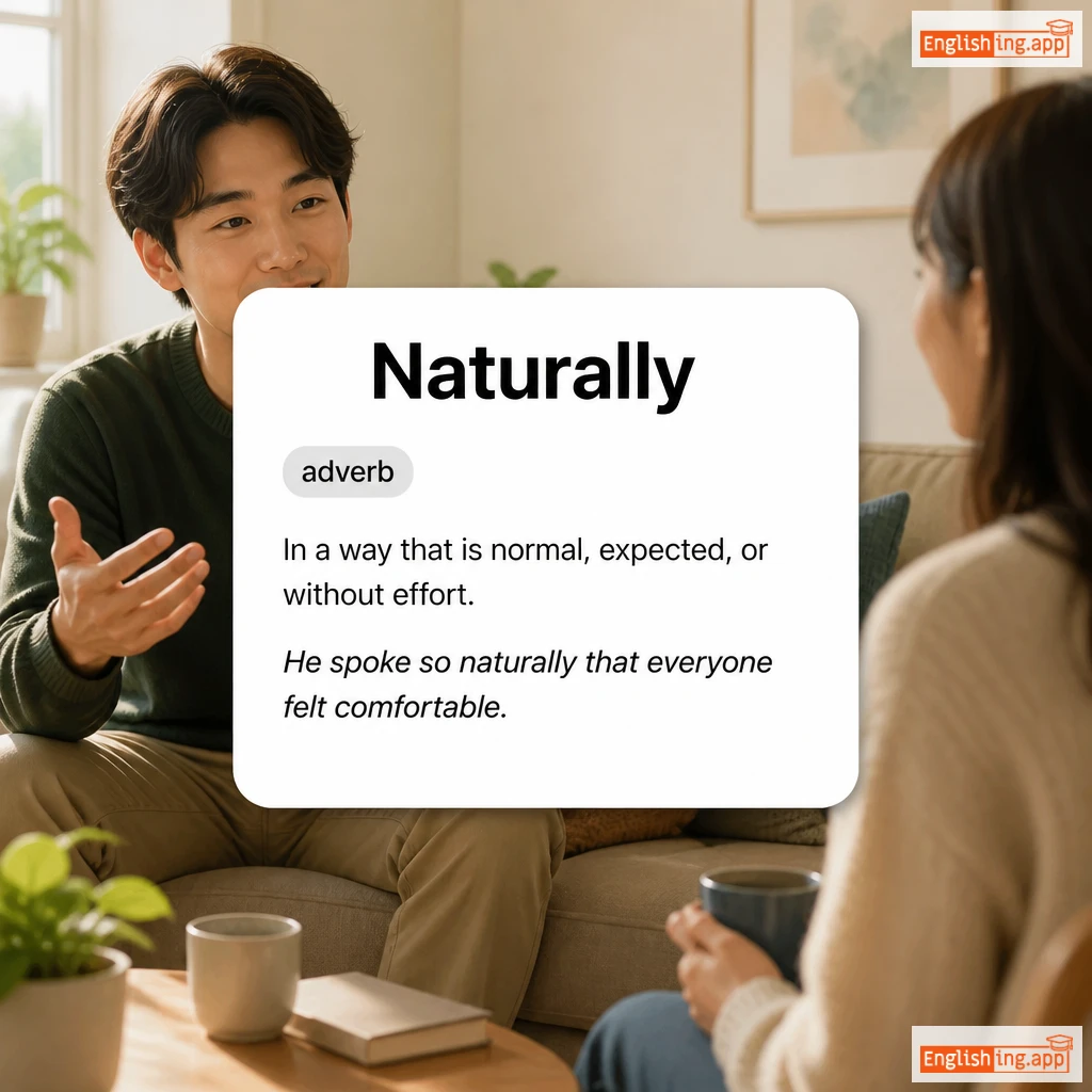 Naturally definition card — visual illustration of the meaning