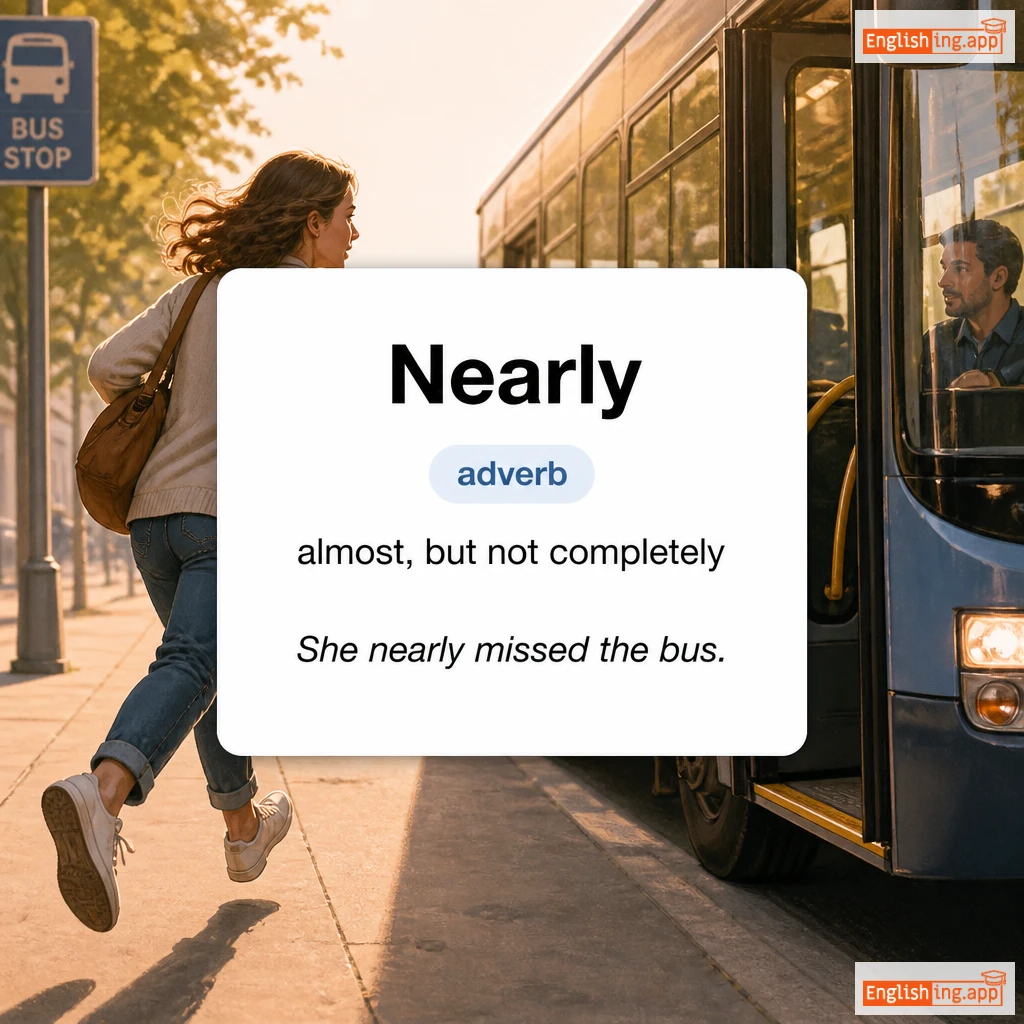 Nearly definition card — visual illustration of the meaning