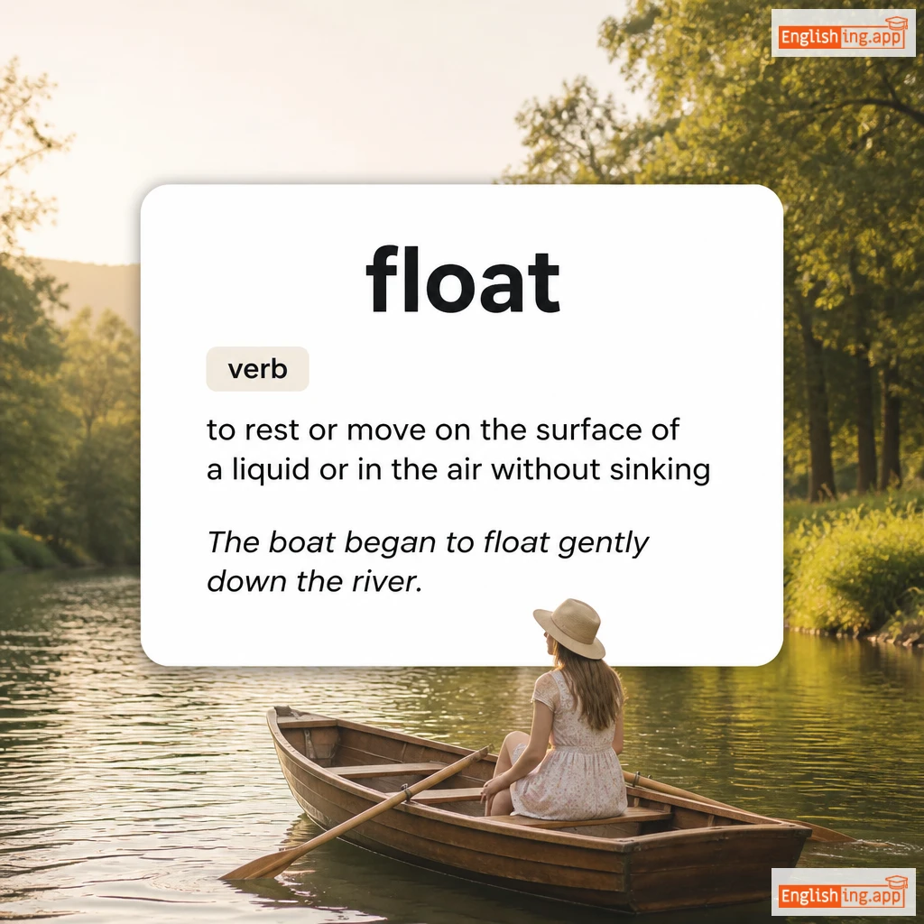 float definition card — visual illustration of the meaning