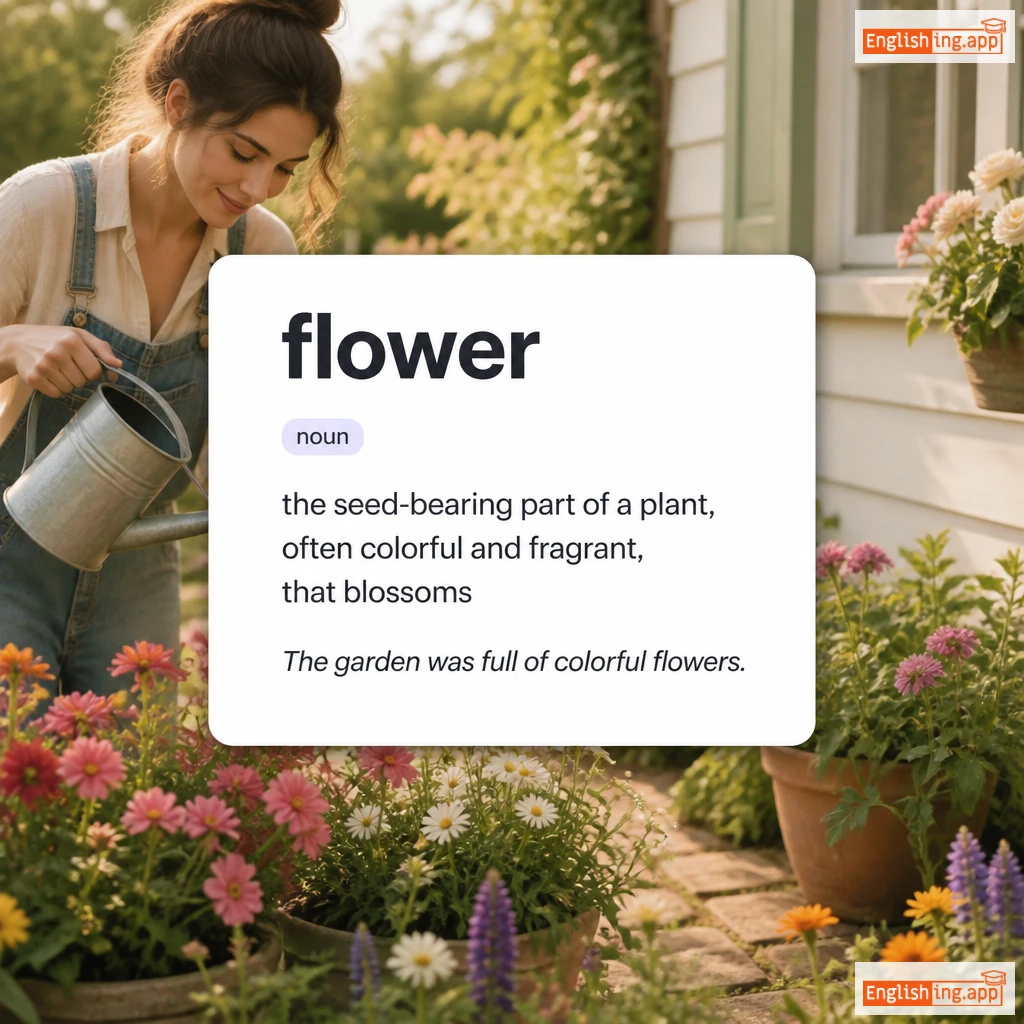 flower definition card — visual illustration of the meaning
