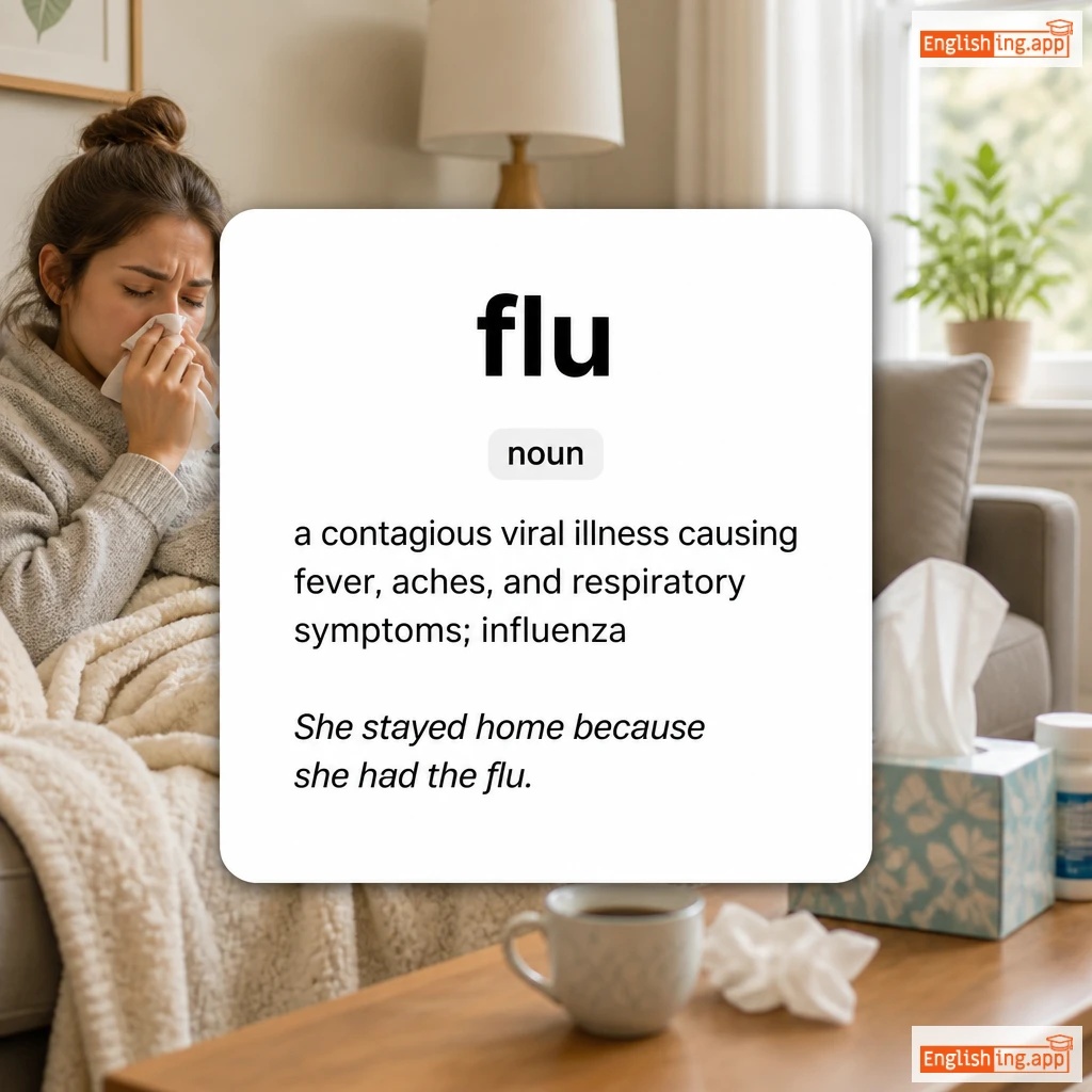 flu definition card — visual illustration of the meaning