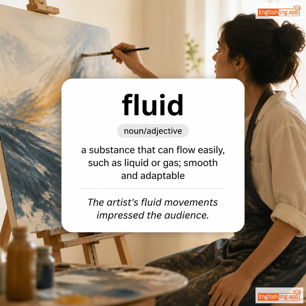 fluid definition card — visual illustration of the meaning