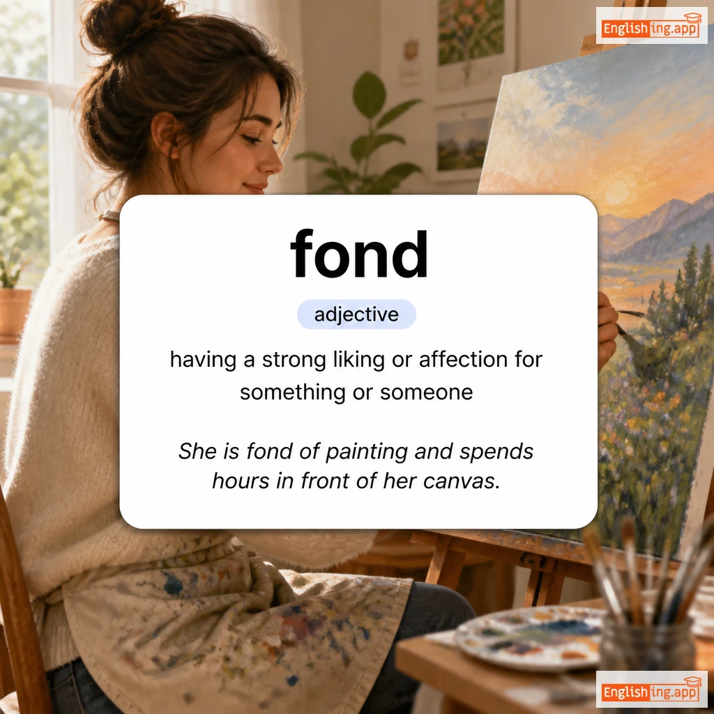 fond definition card — visual illustration of the meaning