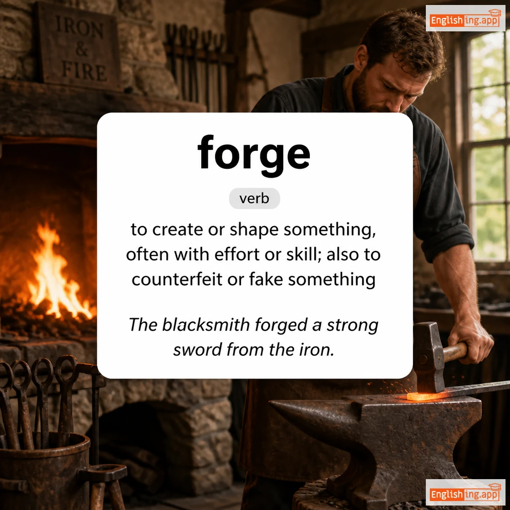 forge definition card — visual illustration of the meaning