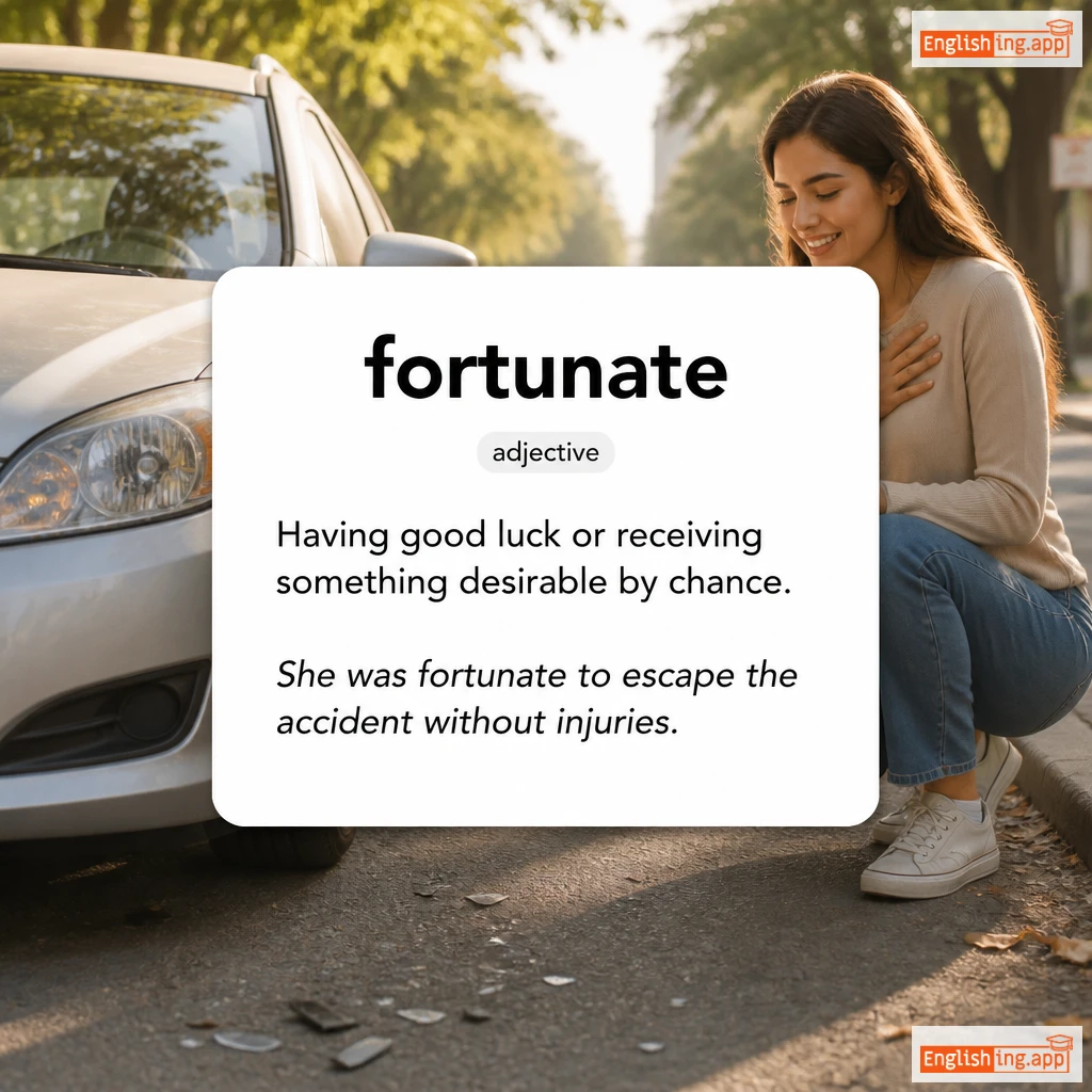 fortunate definition card — visual illustration of the meaning