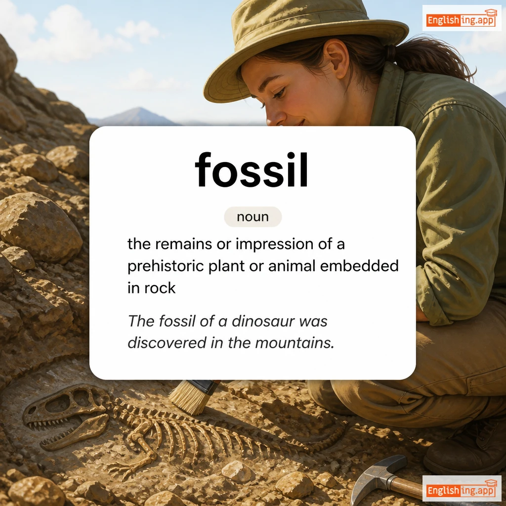 fossil definition card — visual illustration of the meaning