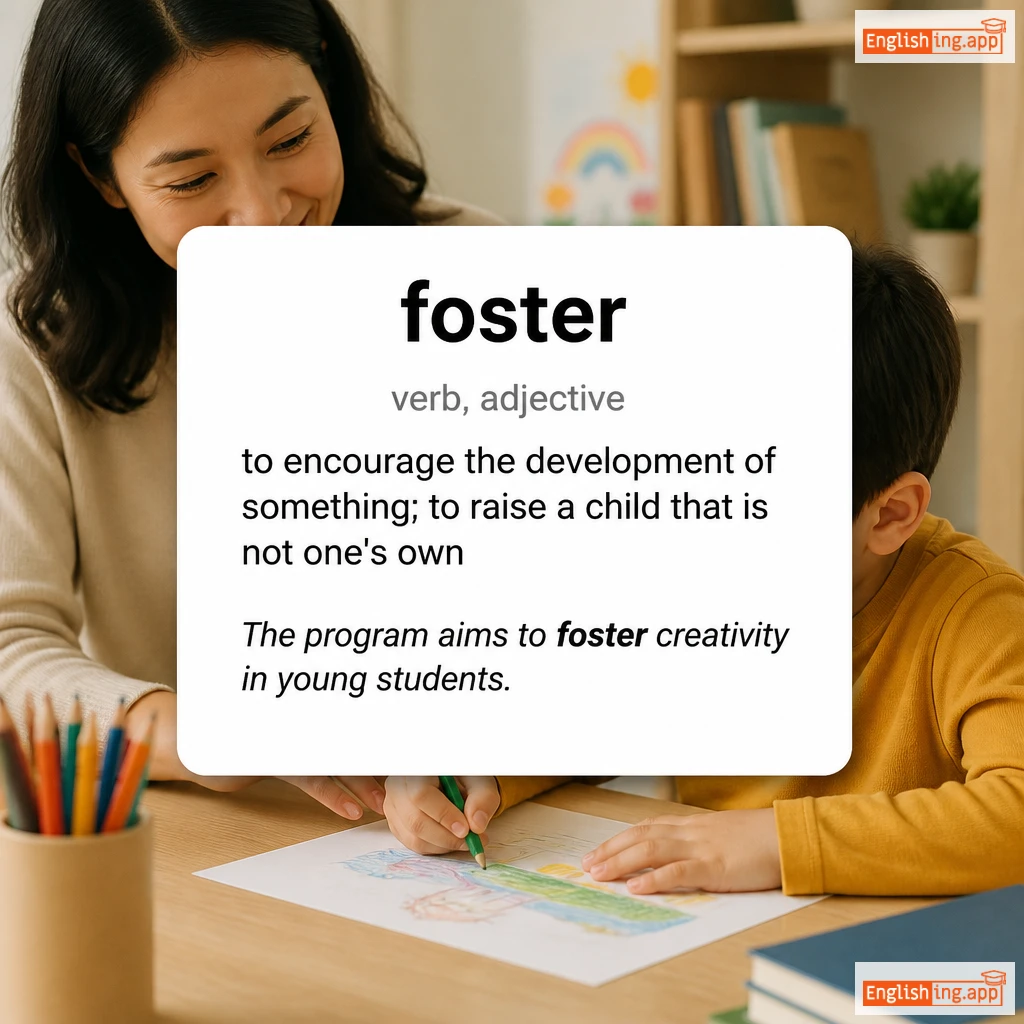 foster definition card — visual illustration of the meaning