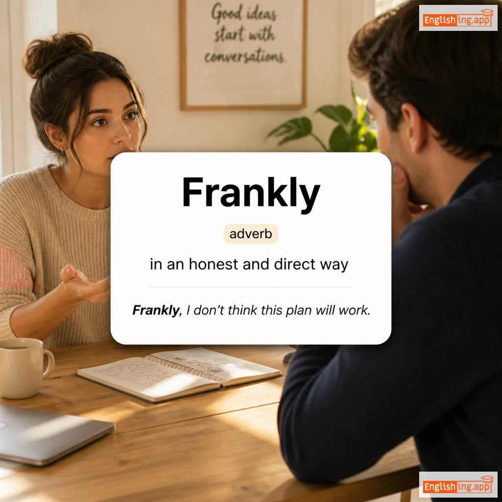 Frankly definition card — visual illustration of the meaning