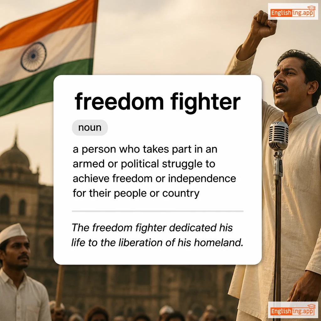 freedom fighter definition card — visual illustration of the meaning