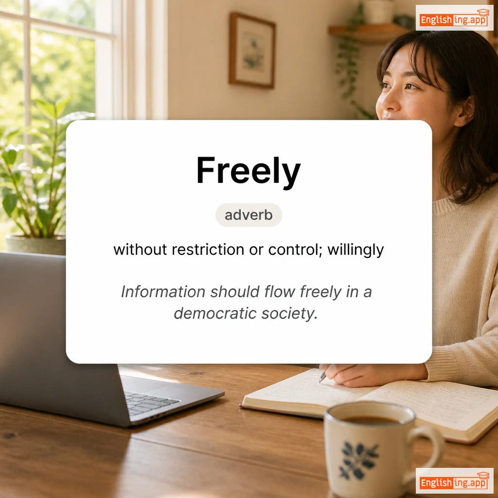 Freely definition card — visual illustration of the meaning