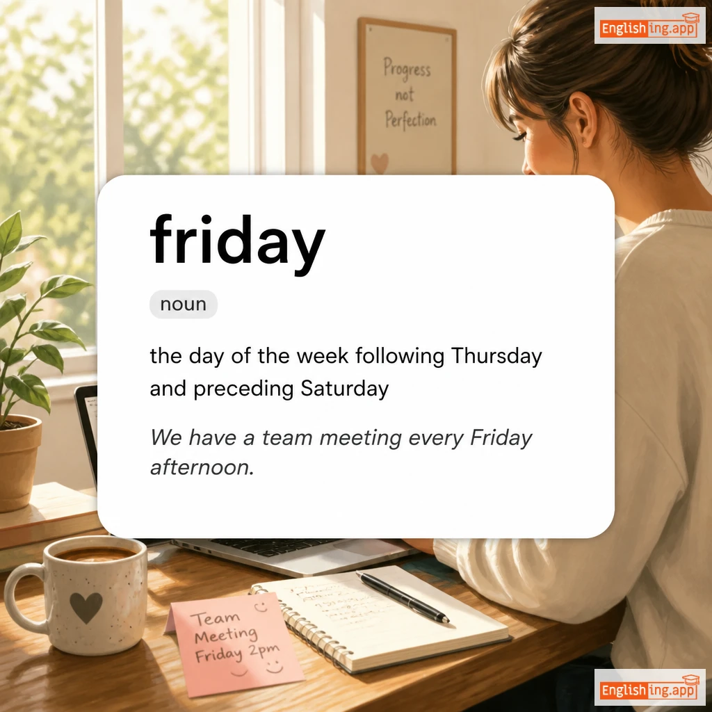 friday definition card — visual illustration of the meaning