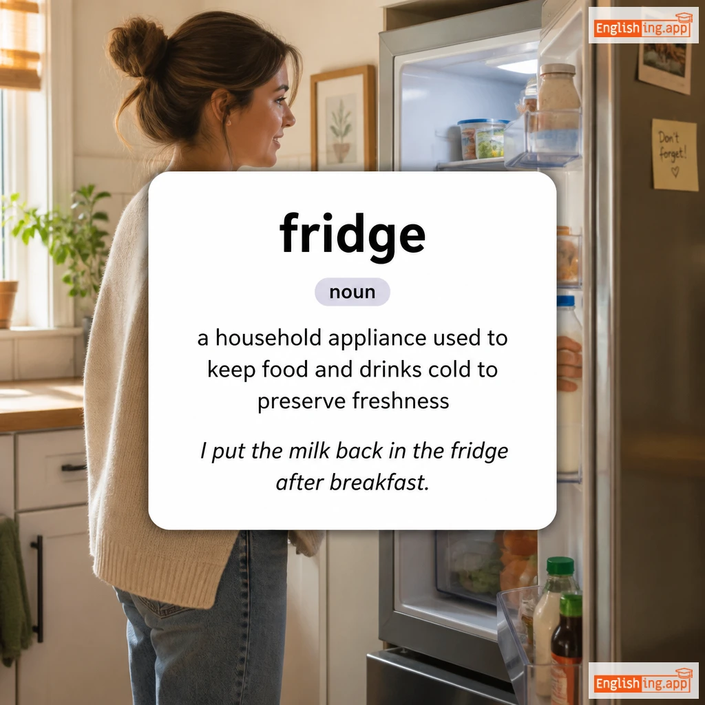 fridge definition card — visual illustration of the meaning