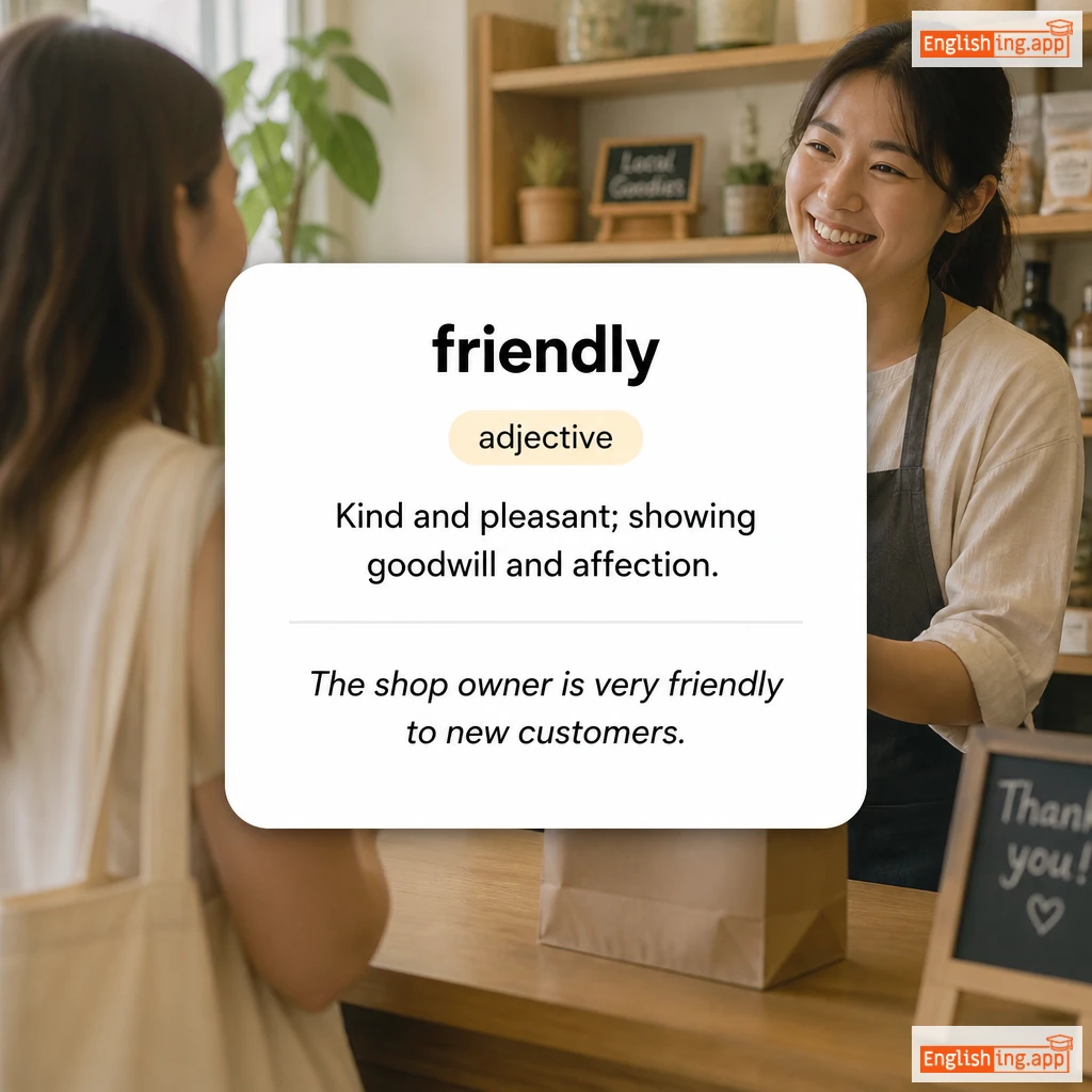 friendly definition card — visual illustration of the meaning