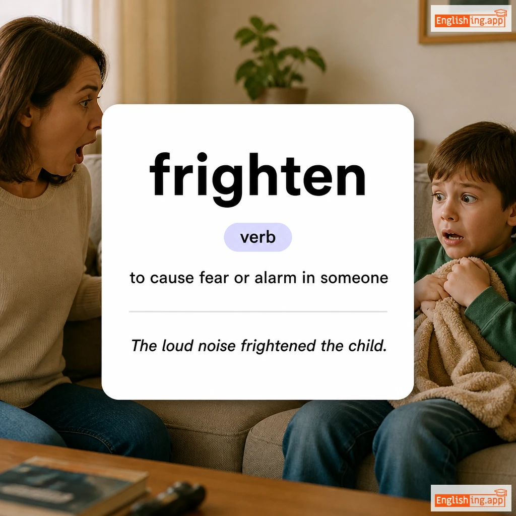 frighten definition card — visual illustration of the meaning