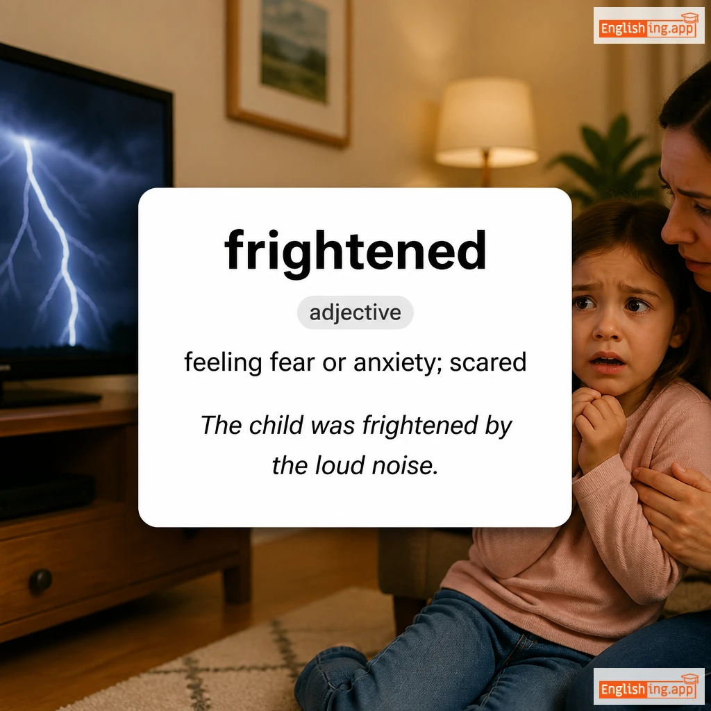 frightened definition card — visual illustration of the meaning