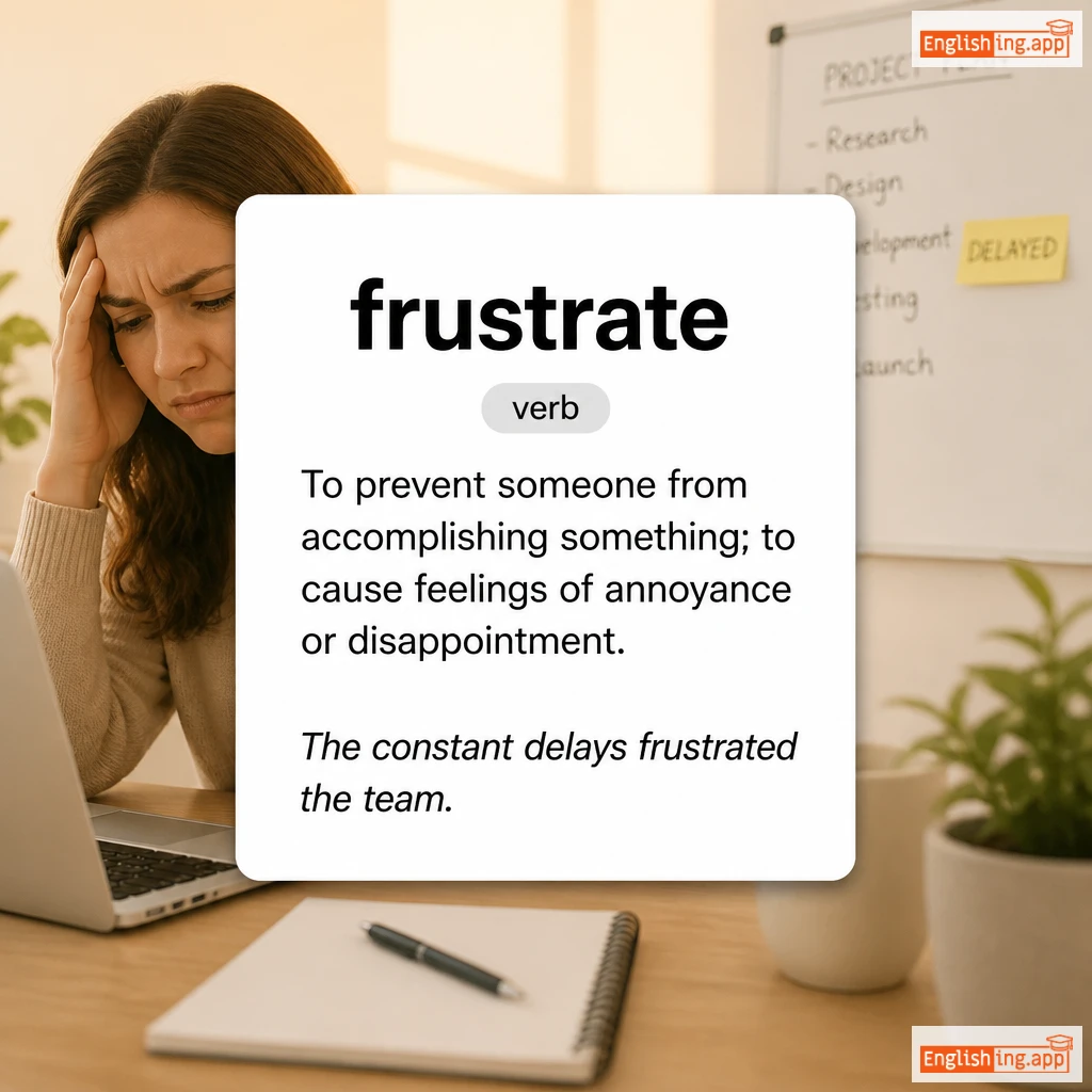 frustrate definition card — visual illustration of the meaning